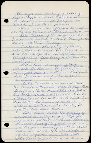 Formal Alpha Chapter Meeting Minutes, February 24, 1961