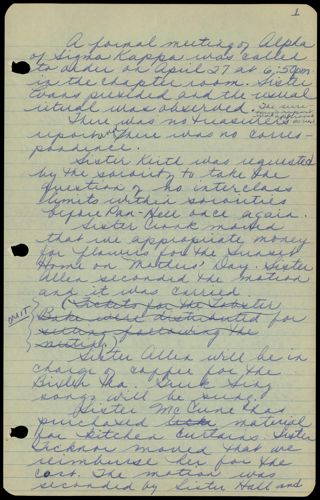 Formal and Informal Alpha Chapter Meeting Minutes, April 27-May 4, 1961