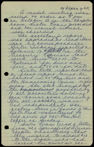 Model Alpha Chapter Meeting Minutes, October 12, 1961