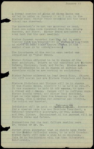 Formal Alpha Chapter Meeting Minutes, January 11, 1962