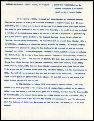 National Historian Annual Report, May 1, 1980