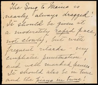 Introductory note on how to perform Song to Maine Introductory Note, c. 1924