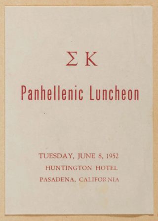 Katharine's Convention Panhellenic Luncheon Menu, July 8, 1952