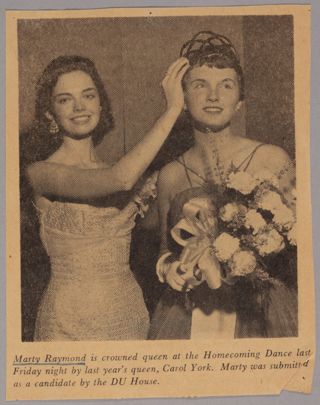 Marty Raymond Is Crowned Queen Newspaper Clipping