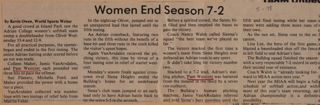 Women End Season 7-2 Newspaper Clipping, May 1978