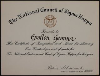 Epsilon Gamma Chapter Quota For the National Endowment Fund Certificate 2