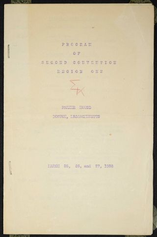 Region One Program of Second Convention, March 25-27, 1938