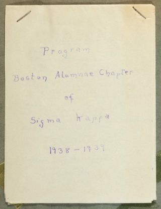 Boston Alumnae Chapter of Sigma Kappa Program, 1938-13939