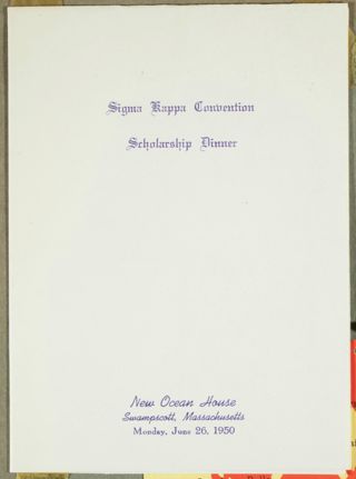 Sigma Kappa Convention Scholarship Dinner Program, June 26, 1950