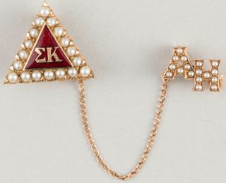 Elizabeth Cox Crown Pearl Badge with Alpha Eta Guard, 1931