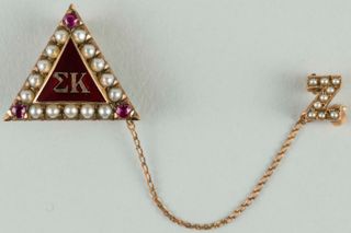 Carol-Lee Dreyer Crown Pearl Badge with Ruby Points and Zeta Chapter Guard