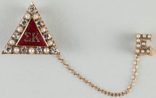 Katherine Lathrop Crown Pearl and Diamond Badge with Epsilon Chapter Guard