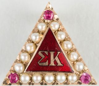 Merilyn Emerich Crown Pearl Badge with Ruby Points, 1947