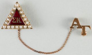 Bernice Oliver Crown Pearl Badge with Alpha Gamma Chapter Guard