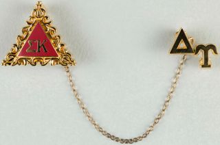 Traci Brockman Gold Scroll Badge with Delta Upsilon Guard, January 25, 1992