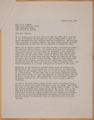 Patricia A. Jones to Margaret Taggart Letter, February 28, 1958