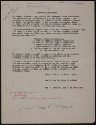 Proposed Amendment Regarding Chapter Closures, 1958