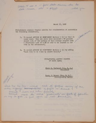 Philadelphia Alumnae Chapter Amendment Resolution, March 17, 1958