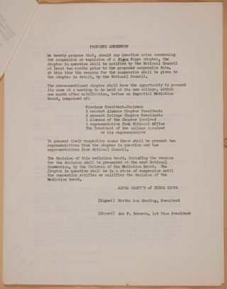 Proposed Amendment Regarding Chapter Closures, 1958