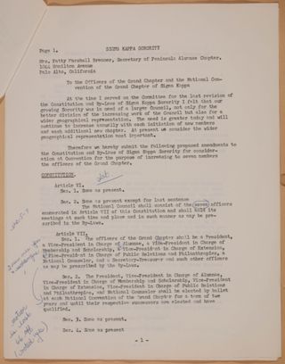 Proposed Amendments from the Peninsula Alumnae Chapter, 1958