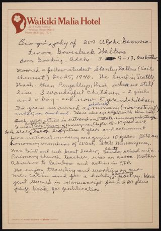 Biography of Lenora Groesbeck Walters