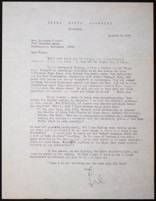 Lillian Perkins to Helen Corbett Letter, October 8, 1970