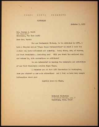 Lillian Perkins to Rhena Marsh Letter, October 7, 1970