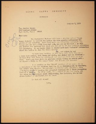 Lillian Perkins to Lucile Pemberton Letter, October 8, 1970