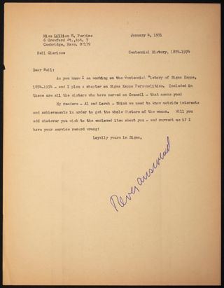 Lillian Perkins to Nell Clerisse Letter, January 4, 1971