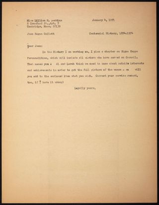 Lillian Perkins to Jean Collett Letter, January 4, 1971