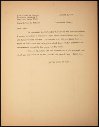 Lillian Perkins to Irene McFarlane Letter, January 5, 1971