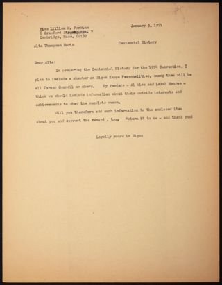 Lillian Perkins to Alta Morin Letter, January 5, 1971