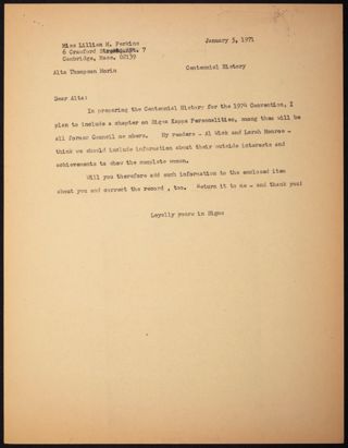 Lillian Perkins to  Alta Morin Letter, January 5, 1971