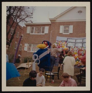 Xi Chapter Members Decorating for Homecoming Photograph, Fall 1964