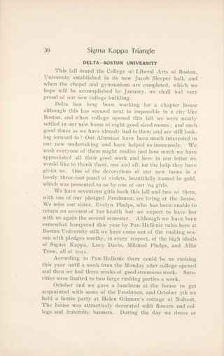 Chapter Letters: Delta - Boston University, December 1907