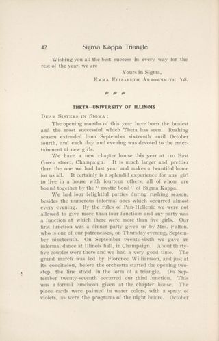 Chapter Letters: Theta - University of Illinois, December 1907