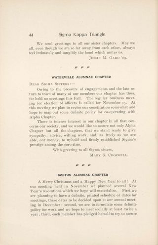 Chapter Letters: Boston Alumnae Chapter, December 1907