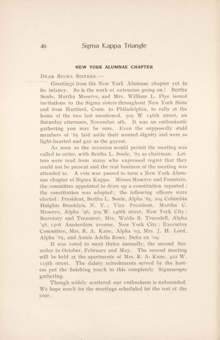 Chapter Letters: New York Alumnae Chapter, December 1907