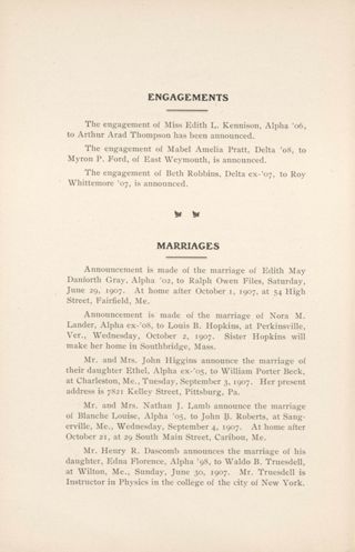 Engagements, December 1907