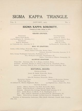 Sigma Kappa Sorority, January 1907