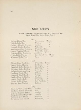 Active Members: Alpha Chapter, January 1907