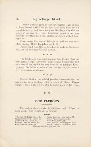 Our Pledges, October 1908