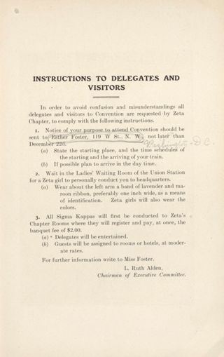 Instructions to Delegates and Visitors