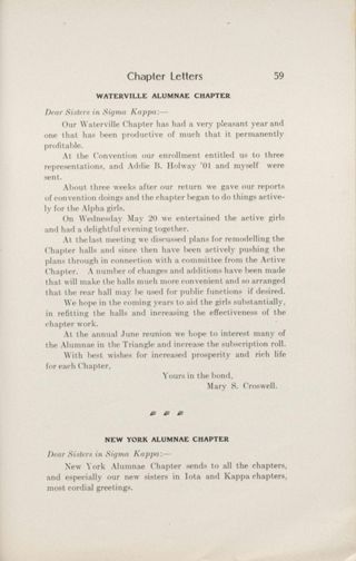 Chapter Letters: New York Alumnae Chapter, June 1908