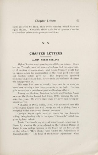 Chapter Letters: Alpha - Colby College, June 1908