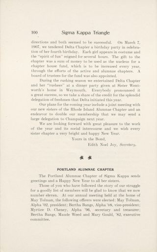 Chapter Letters: Portland Alumnae Chapter, January 1909