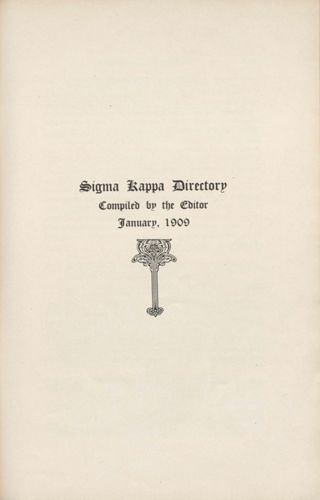 Sigma Kappa Directory, January 1909