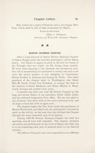 Chapter Letters: Boston Alumnae Chapter, January 1909