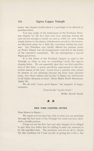 Chapter Letters: New York Chapter Letter, July 1909