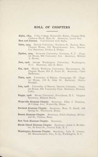 Roll of Chapters, October 1909